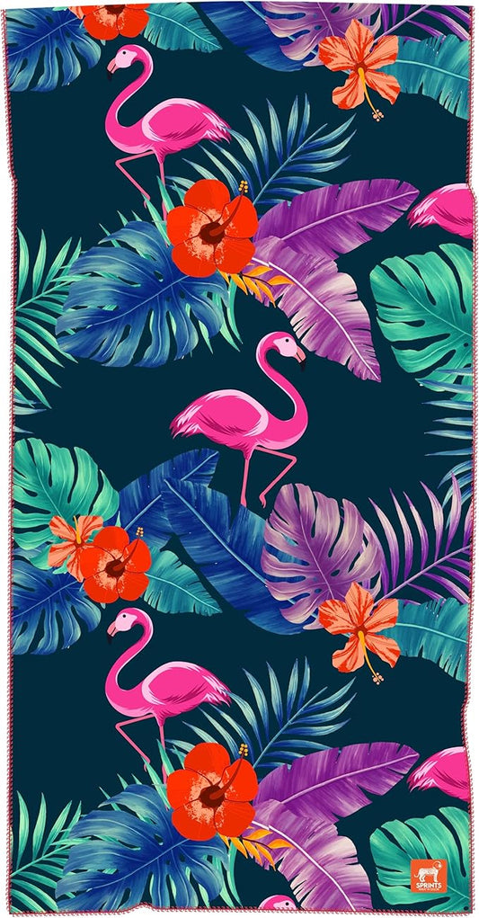 Sprints Athletic Running Towel, Full-Sized, Car Seat Cover - Moisture Wicking (Flamingos)
