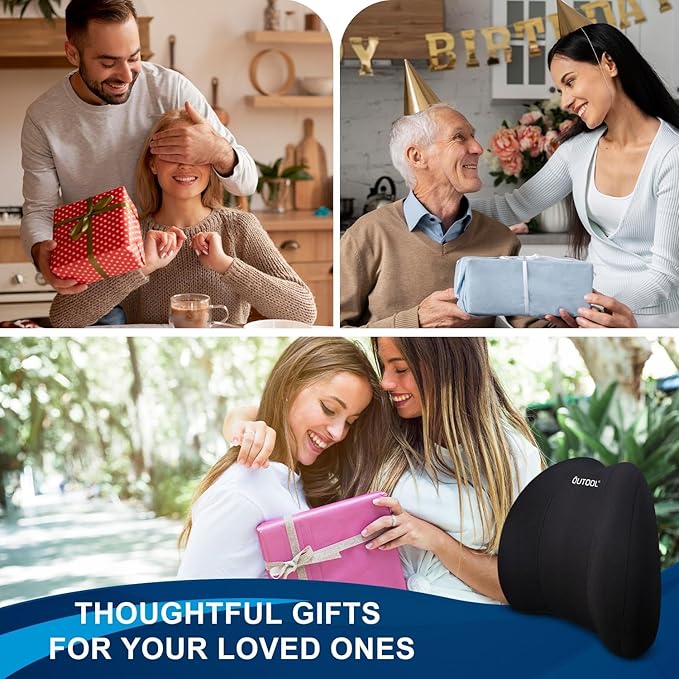 QUTOOL Lumbar Support Pillow for Office Chair, Memory Foam Low Back Support,Back Pain Relief, Ergonomic Back Cushion for Desk Chair,Gaming Chair,Adjustable Strap and Washable Cover