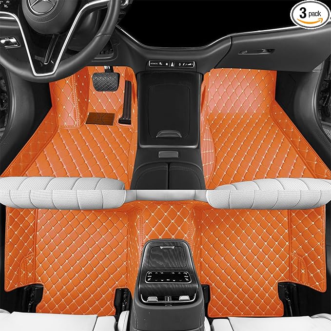 Luxury car Floor mats are for 99% of Vehicle Models,All Weather car Floor mats Provide Comprehensive Protection for Vehicles,Floor mats for car Personalized Customization! (Orange)
