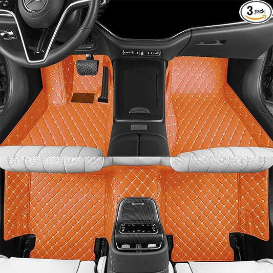 Luxury car Floor mats are for 99% of Vehicle Models,All Weather car Floor mats Provide Comprehensive Protection for Vehicles,Floor mats for car Personalized Customization! (Orange)