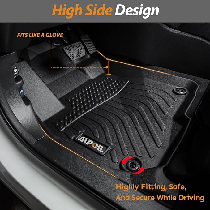 AIPOIL® Floor Mats & Cargo Liner Set for 2024-2025 2026 Hyundai Kona (Not for EV) All Weather Protection TPE Anti-Slip Automotive Full Set Custom Car Mats Accessories - Black