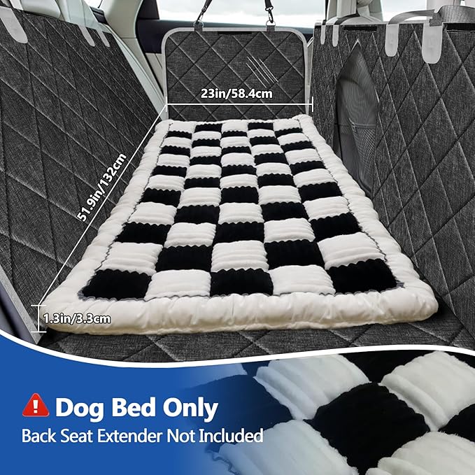Thickened Dog Bed for Car Back Seat, Upgraded Bottom Non-Slip，Fits Hard Bottom car seat Cover for Dogs, Premium Mixed Color ，Dog Car Seat Cover