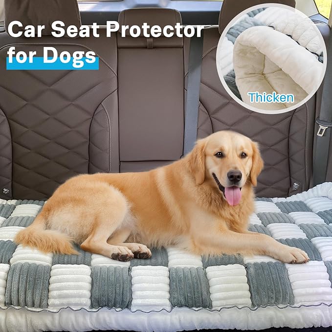 Dog Car Seat Cover for Back Seat, Dog Bed for Car, Fit for Backseat Extenders, Car Seat Protector, Nonslip Soft Durable for Cars Trucks and SUVs (Blue Grey and White, 23.6"*51")