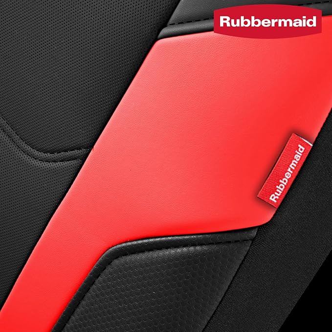 Rubbermaid Leather Car Seat Cover – Universal Front Seat Cover, Airbag Compatible, Easy to Install, Water-Resistant and Durable Automotive Seat Cover for Cars, Trucks, SUVs, Vans – Red