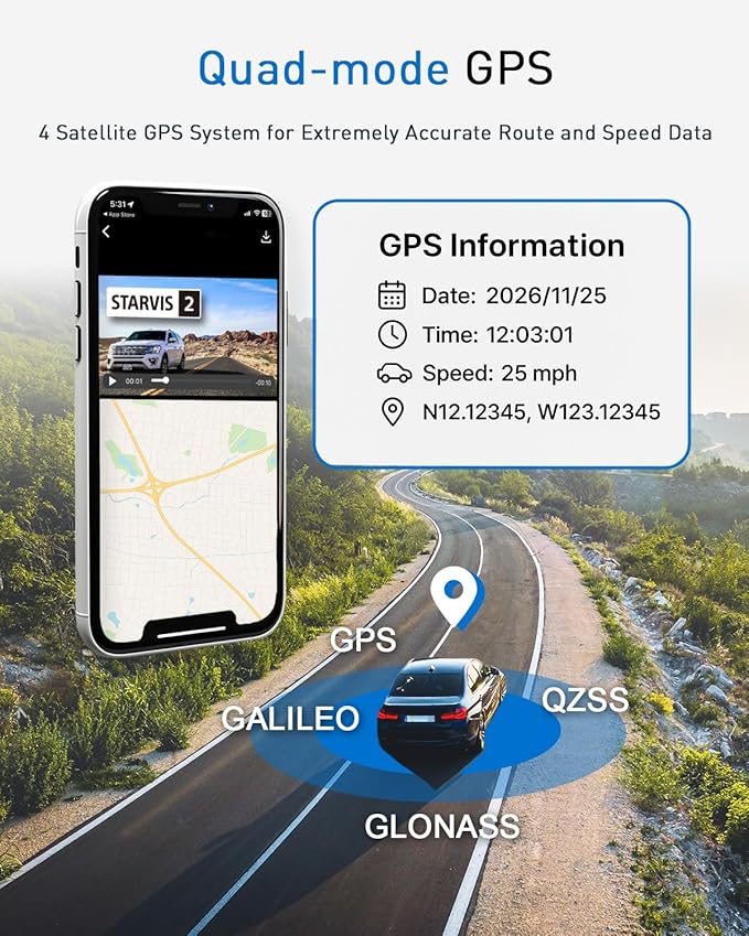 MAGELLAN DR45 2-Channel Dash Cam, Night Vision, Front & Rear True 4K + 2K Camera for Cars, STARVIS 2 IMX678 IMX675, Strong Mount, GPS, Wi-Fi, App Control, Parking Mode, 2.7" IPS, 64GB Card Included