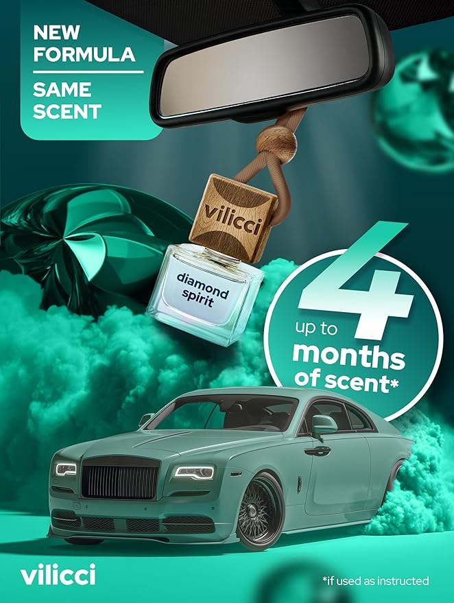 Vilicci Diamond Spirit Car Air Freshener – Spicy Clean Car Fragrance & Odor Eliminator | Long-Lasting Car Diffuser | Vegan & Cruelty-Free Fragrance Oils | Premium Auto Perfume | Lasts up to 120 Days