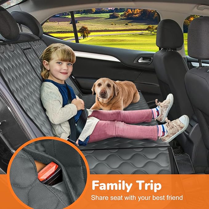 URPOWER Dog Car Seat Cover for Back Seat - Waterproof Bench Seat Cover Fits Middle Armrest for Cars, SUVs & Small Trucks, Nonslip Backseat Dog Covers Rear Seat Protector for Pets and Child