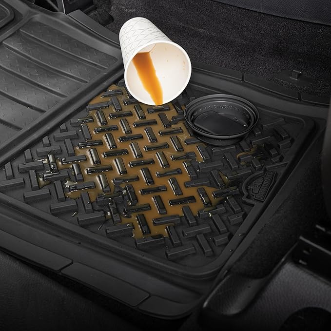 Armor All 2-Piece Truck Floor Mats, Heavy-Duty All-Weather Mats for Trucks — Black