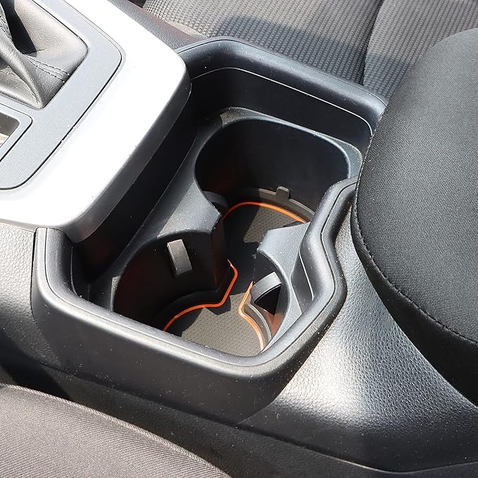 Auovo 3D Cup Holder Inserts for Toyota RAV4 Accessories 2025 2024 2023 2022 2021 2020 2019 Silicone Center Console Cup Holder Coaster Liner Mat Pad Interior Trims (Orange, 2pcs kit)