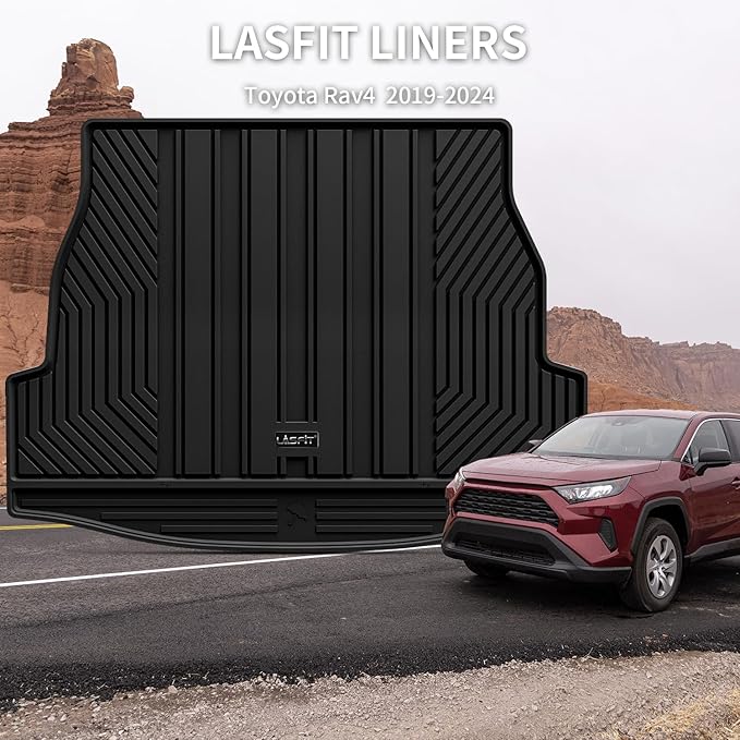 LASFIT Trunk Mats Fit for 2019-2025 Toyota RAV4 Hybrid and Gasoline (Not for Prime), All Weather Custom Fit TPE Cargo Liner, Black