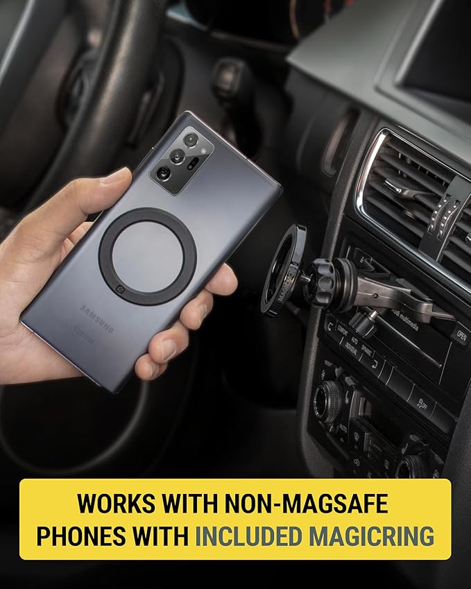 Scosche SMS1CD MagSafe CD Slot Phone Mount, Adjustable Magnetic Cell Phone Holder for Car CD Player, Compatible with iPhone 16 15 14 13 12 Pro Max Mini Plus, Mag Safe Case & More with MagSafe Ring