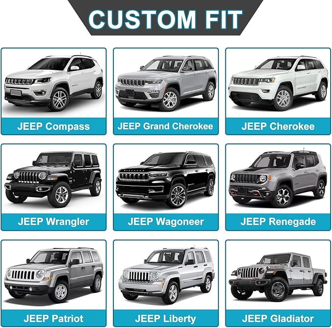 GIANT PANDA Front Car Seat Cover for Jeep, Leather Bucket Seat Covers Custom Fit Jeep Grand Cherokee Wrangler Compass Gladiator Wagoneer Renegade Liberty Patriot (Grey+Black)