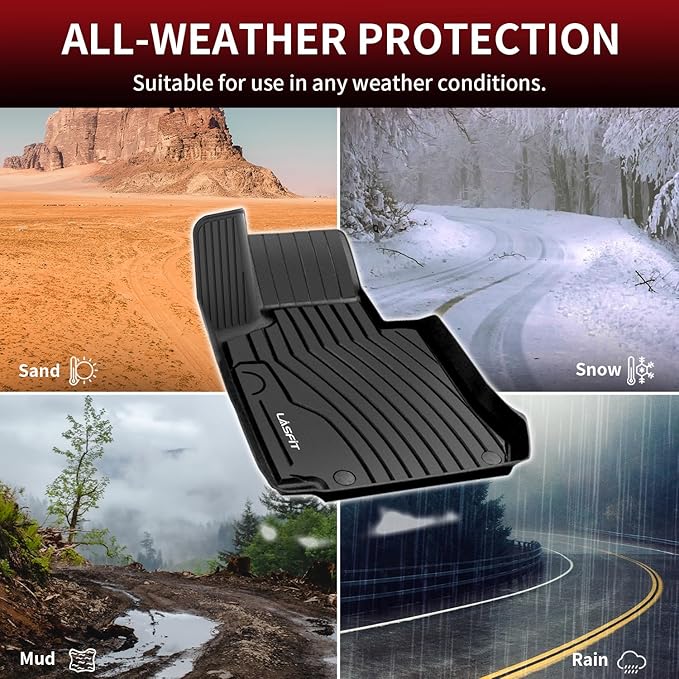 LASFIT Floor Mats for Mercedes Benz GLC 2016-2022, GLC300 / GLC350e / GLC43 AMG / GLC63 AMG / GLC63 AMG S, Custom Fit All Weather TPE Mercedes GLC SUV&Coupe Floor Liners, 1st & 2nd Row Set, Black