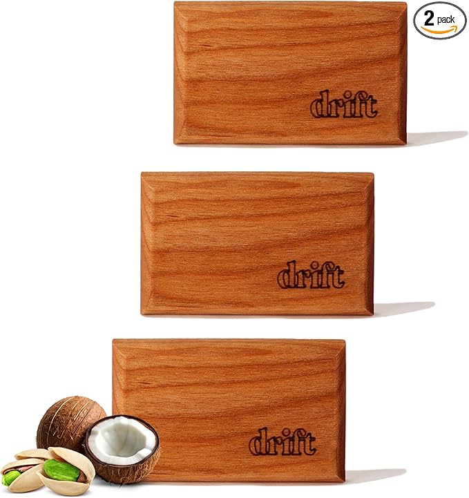 Drift Car Air Freshener - The Original Wood Air Freshener - Car Odor Eliminator - Long Lasting Scent - Metal Clip - Clean Ingredients - Coconut & Pistachio Scent 3 Pack Refill - NO CLIP INCLUDED