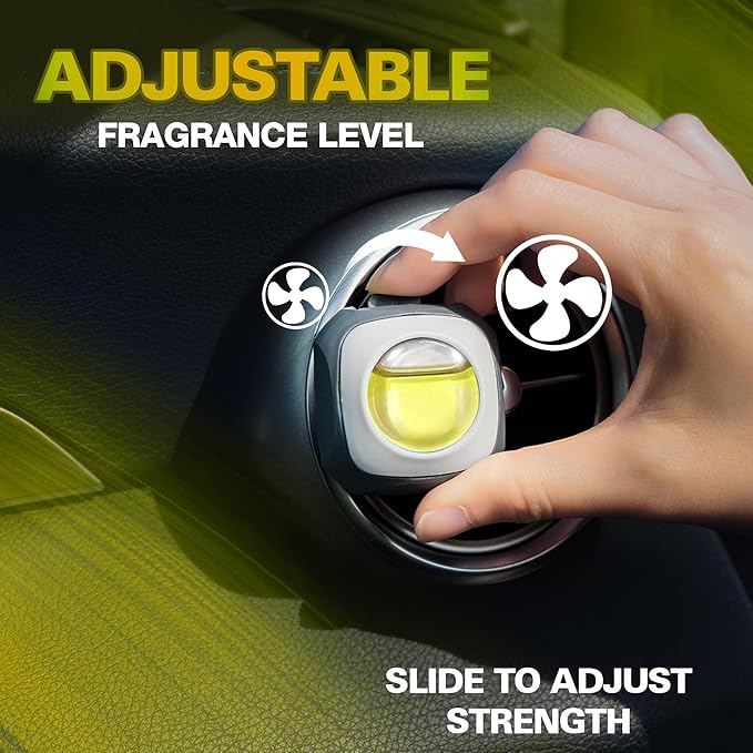 Air Jungles Lemon Ginger Scent Car Air Freshener Clip, 6 Vent Clips, 4ml Each, Long Lasting Air Freshener, Up to 180 Days Car Refresher Odor Eliminator