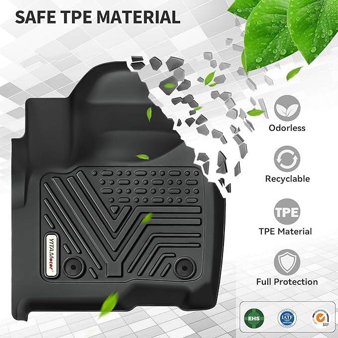 YITAMOTOR Floor Mats Fits for Toyota Tundra Double Cab 2026 2025-2022, Custom Fit Tundra Car Mats, All-Weather TPE Front and Rear Row Floor Liners, Black