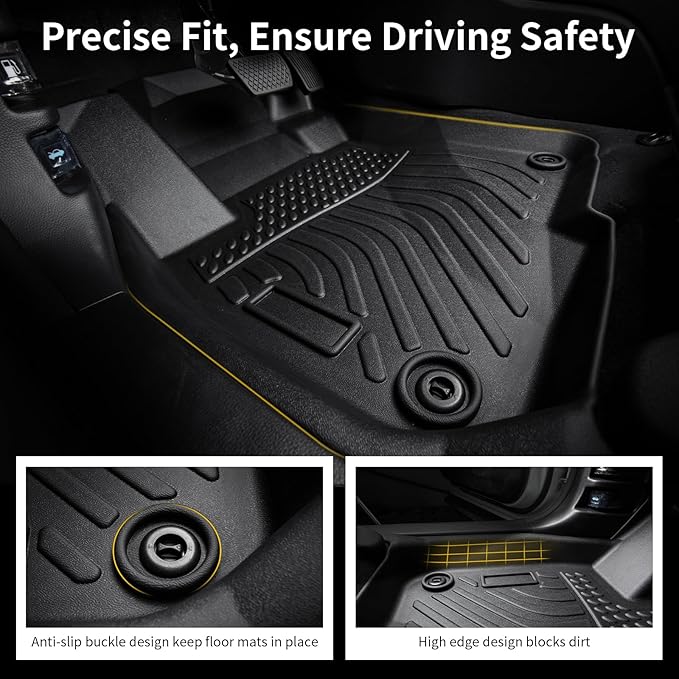 Floor Mats & Cargo Liner for Toyota Corolla Cross FWD (Not for Hybrid) 2022-2024, All Weather Automotive TPE Floor Liners Set Anti-Slip Waterproof Accessories (Car Mats+Trunk Mat) Black