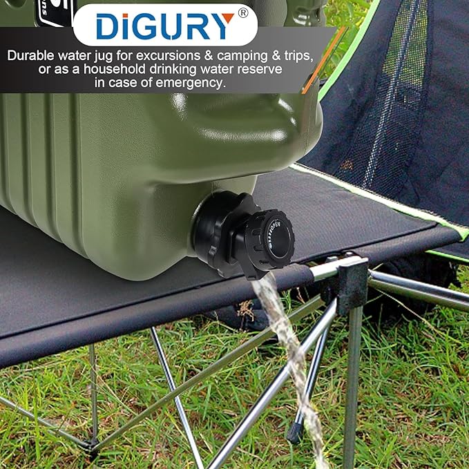 5 Gallon Water Jug, Camping Water Container BPA Free Water Storage with Spigot No Leakage Portable Emergency Water Tank for Outdoor Hiking Camping Picnic Supplies Green