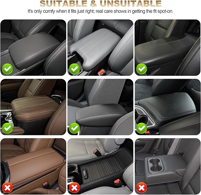 YORKNEIC Center Console Cover Fit for Ford - Middle Console Cover with 2 Storage Pocket,Faux Leather Waterproof Anti-Scratch Car Armrest Cover Protector(005Grey)