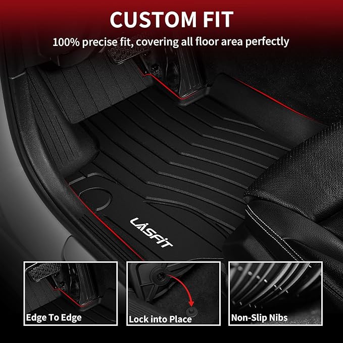 LASFIT Floor Mats for Mercedes Benz C Class 2026 2025 2024 2023 2022 C300 / C43 AMG / C63 AMG S / C63 AMG S E (Fit Sedan Only), All Weather TPE Floor Liners for C Class Car Mats, 1st & 2nd Row Set