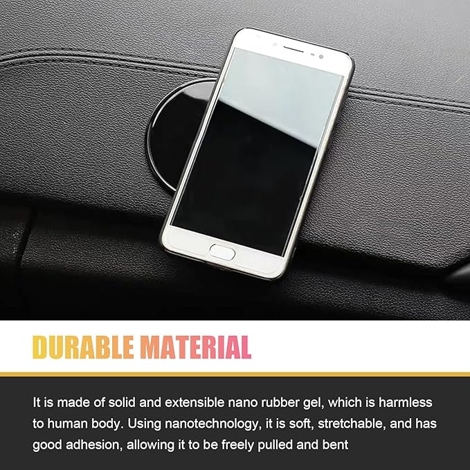 5 PCS Car Dashboard Sticky Non Slip Pad, Removable Anti-slip Mat for Smartphones GPS Keys Glasses, Waterproof & Heat-resistant Gel Pad, Universal for Most Cars, Trucks, SUVs (Black)