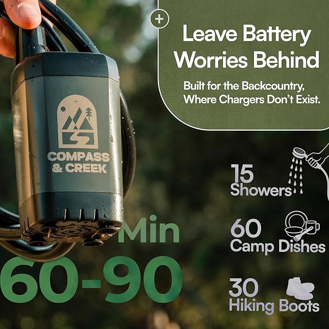 Portable Camping Shower Pump – Rechargeable High Pressure Kit with 90 Min Battery, 3.9 Gal Collapsible Bucket, Dual Heads for Shower & Cleaning, Shower Head Holder & Carry Bag – Essential Camping Kit