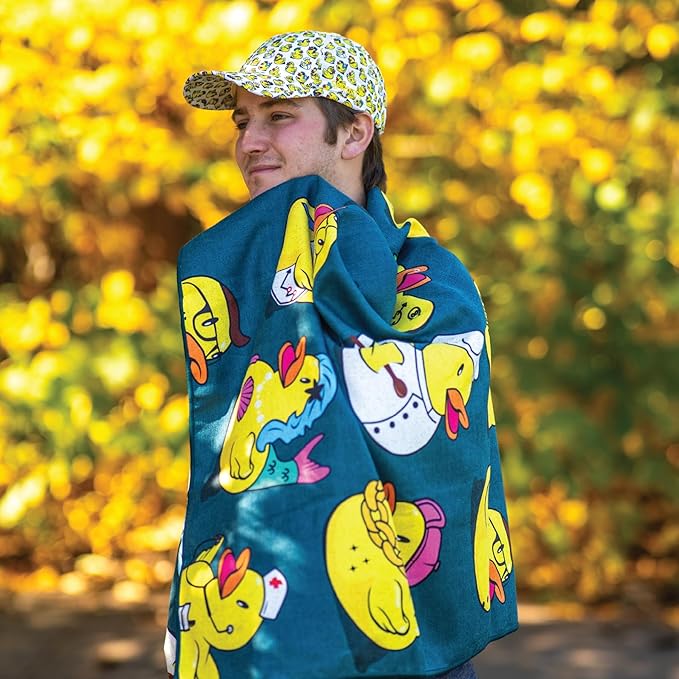 Sprints Athletic Running Towel, Full-Sized, Car Seat Cover - Performance Microfiber (Get Ducked)