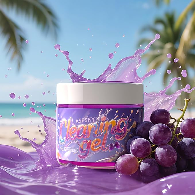 ASFSKY Car Cleaning Gel (Purple,Grape) Dust Cleaning Putty Universal Car Interior Cleaner Keyboard Dust Remover Car Slime Gifts for Men Women girl（1 pack）