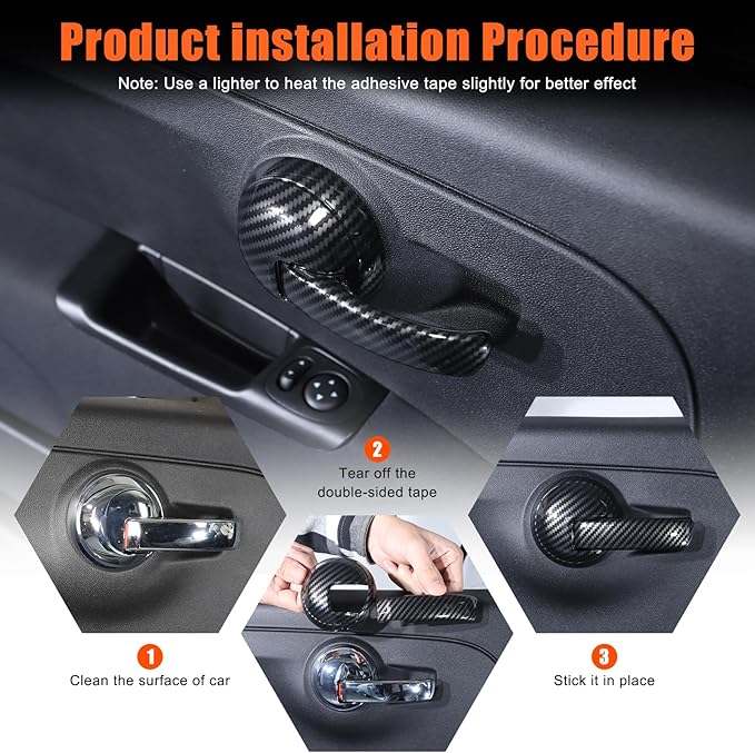 4PCS Inner Door Handles Cover Trim Compatible with Fiat 500/500 Abarth 2010-2024 Car Inner Door Handles Cover Protector Trim ABS Interior Decorative Cover Trim Sticker (Carbon Fiber Pattern)