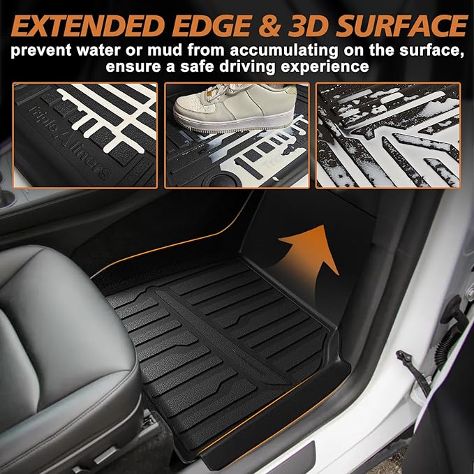 TripleAliners 10PCS Floor Mats Fit for 2026+ Tesla Model Y Juniper Set Full Protection All Weather TPE Anti-Slip Custom Fit Floor& Frunk& Trunk& Rear Lower& Backrest Mat& Bumper Guard