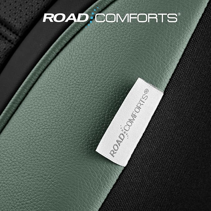 Road Comforts Leather Seat Covers, Breathable Car Seat Covers Front Seat for Men,Airbag Compatible, Automotive Seat Covers Set Universal Fit Most Cars,Vans,Truck,SUV