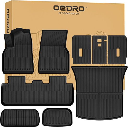 OEDRO Tesla Model Y Juniper Floor Mats 2025 2026 Custom Fit All-Weather TPE Model Y Juniper Back Seat Protector, Cargo Liner, Trunk & Interior Model Y Accessories