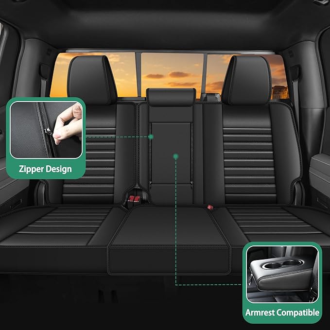 Floor Mats & Seat Covers Fit for 2020-2026 Chevy Silverado/GMC Sierra 1500/2500HD/3500HD Crew Cab - 1st & 2nd Row Custom Fit Truck Protection Acessories (Without Rear Underseat Storage Box)