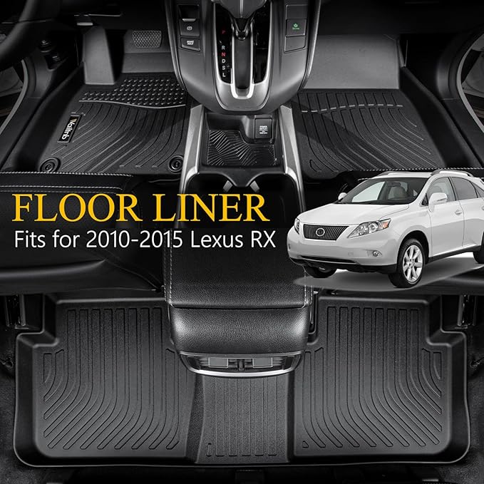 Wailtnb-Car Floor Mats for Lexus RX | RX 350 | RX450h 2010-2015 All Weather Floor Mats Cargo Liner Car Mat for RX TPE Waterproof Trunk Liners Fits RX Full Set Accessories Black 2015