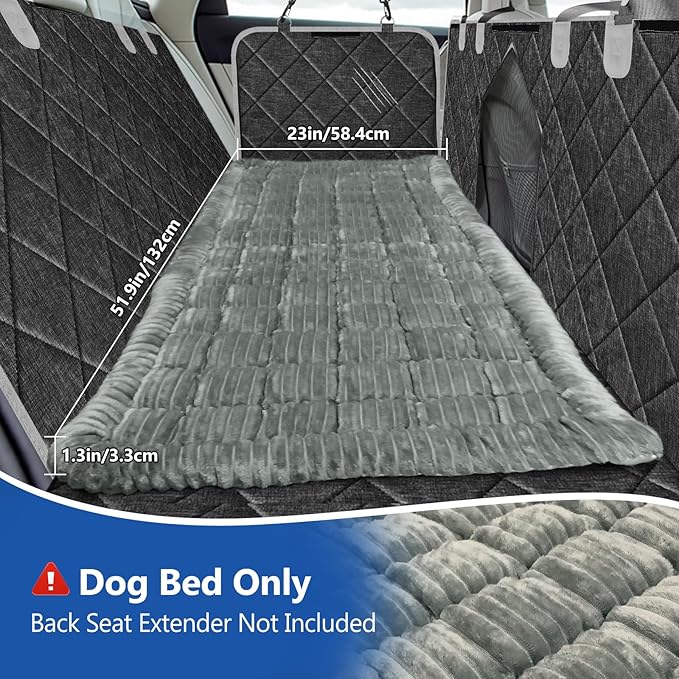 Thickened Dog Bed for Car Back Seat, Upgraded Bottom Non-Slip, Fits Hard Bottom car seat Cover for Dogs, Premium Dog Car Seat Cover