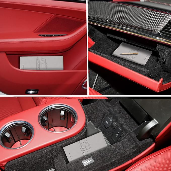 TOURSUIT Car Registration and Insurance Card Holder, Vehicle License Document Glove Box Compartment Organizer, Interior Car Accessories for Women Men Teens (Grey)