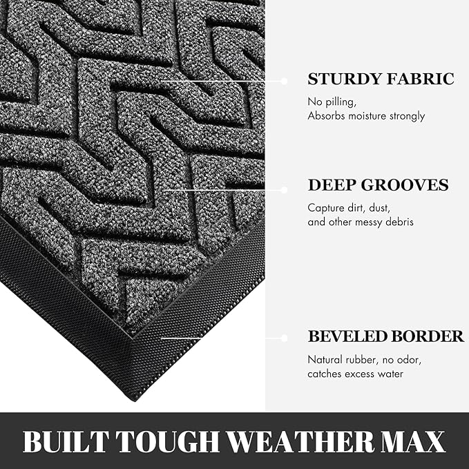 Yimobra 72x24 Indoor Outdoor Runner Rug, Heavy-Duty Entrance Mat for High Traffic Areas, Commercial Grade Welcome Door Mat, Easy Clean Mix Grey