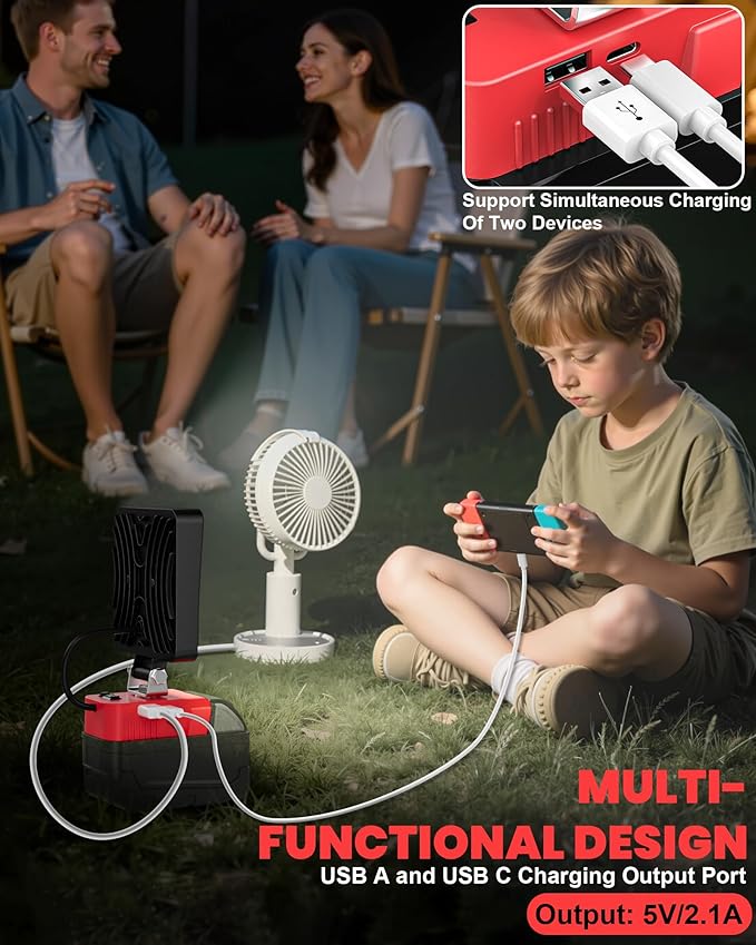 LIVOWALNY 30W LED Work Light Compatible with Milwaukee Battery, Portable 3000LM Flood Flashlight Tools 140° Adjustable Head with USB & Type C Output Port for Camping, Hiking, Construction, Emergency