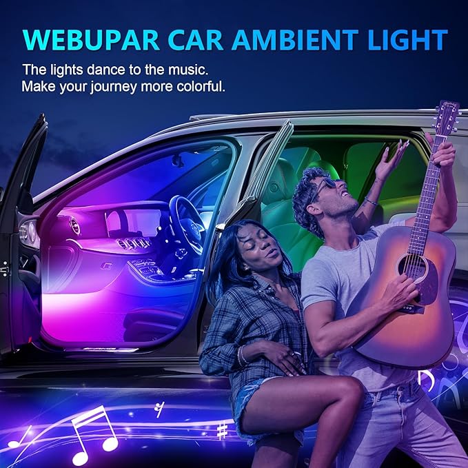 WEBUPAR Dreamcolor Acrylic Interior Car Lights - 18 in 1 RGB LED Strip Lights with APP Control and 213 Color Modes, Decorative Ambient Lighting Kits