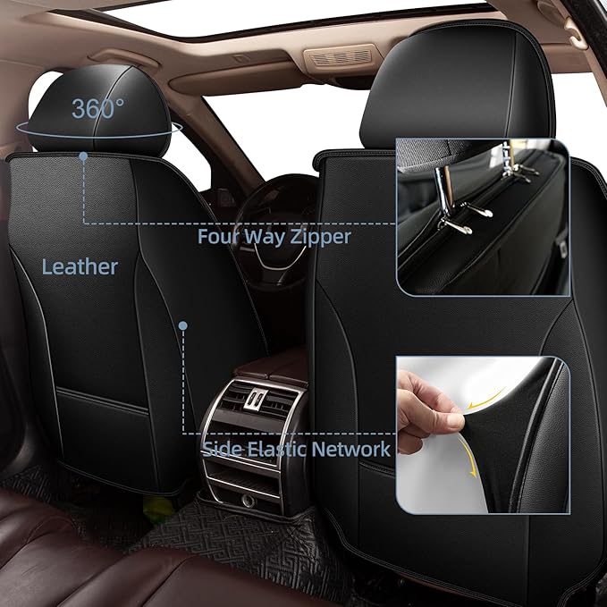 Seat Covers Fit for Toyota Highlander 2007-2026: Bling Diamond Faux Leather Automotive Cushion Covers Waterproof Breathable Car Seat Cover Airbag Compatible Seat Protector (Full Seats, Black)