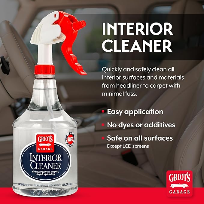 Griot's Garage Interior Cleaner Spray for Car Seats, Carpet, Upholstery Fabric, Floor Mat, Vinyl, Dashboard, Ideal for Truck, SUV, RV, Boat, and More, 11104, 35 Fl Oz