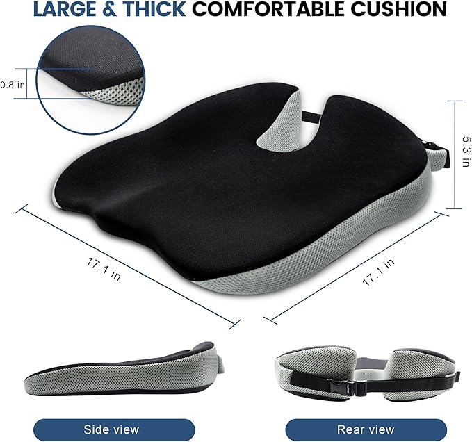 Wedge Car Seat Cushion, Office Chair Cushion, Memory Foam Truck Seat Cushion for Sciatica Tailbone Pain Relief, Long Driving, Coccyx, Back Support