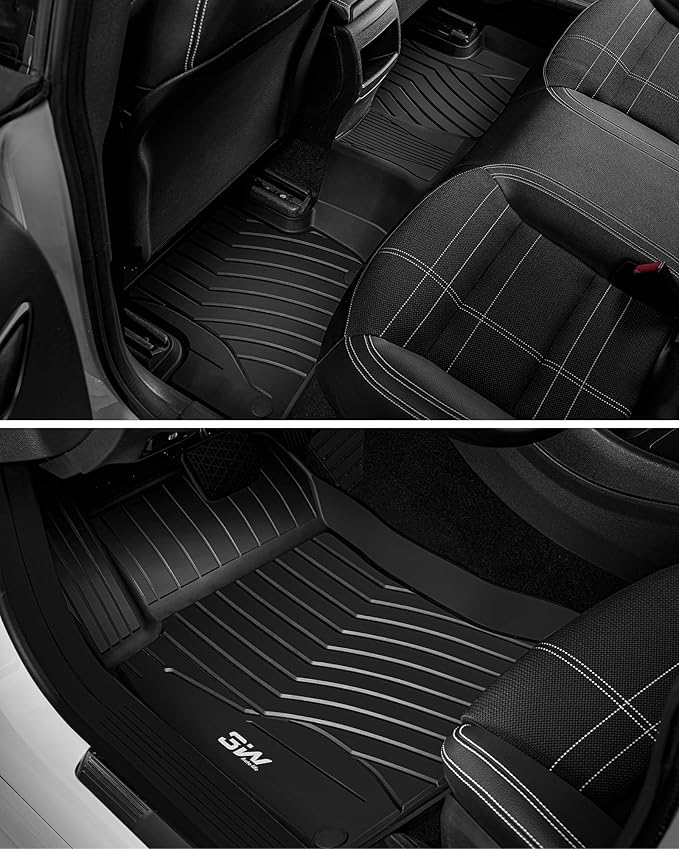 3W Floor Mats Fit for Mercedes Benz E-Class 2024 2025 2026 TPE All Weather Custom Fit Floor Liner for E300 E320 E350 E400 E550 E63, 1st&2nd Row Full Set Car Liners Black