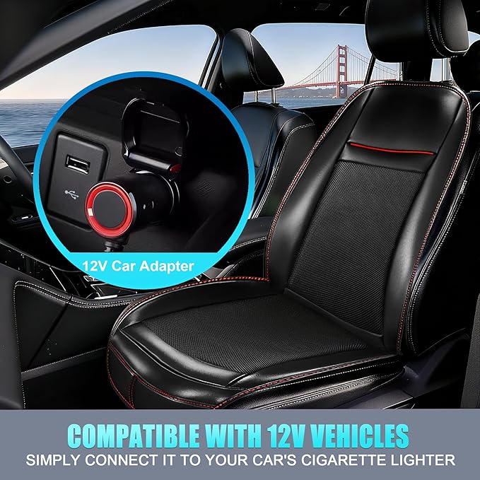 2025 Upgraded 3-in-1 Hot and Cooling Seat Cover for Car Front Seat, 12V Ventilated Cooling Car Seat Cover with Massage, Winter and Summer Cooling Seat Cushion for Car SUV Truck Universal Fit (Black-3)