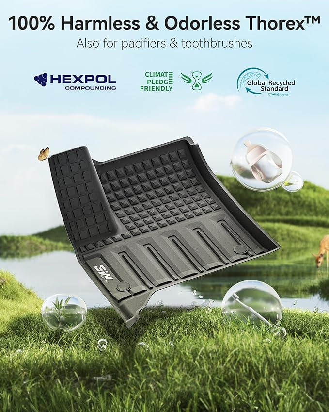 3W Floor Mats & Seat Back Mats & Cargo Liner for Chevrolet Chevy Traverse & GMC Acadia 2024-2026 (Only 7 Seats) & Buick Enclave 2025-2026, All Weather TPE Custom Fit Full Set Floor Liners