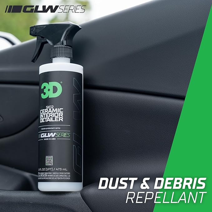 3D SiO2 Interior Detailer, GLW Series | Ultimate Deep Cleaning | Ultra Ceramic Protectant |Safe on Leather, Vinyl, Plastic & More | Removes Dust, Dirt, Grease | DIY Car Detailing | 64 oz