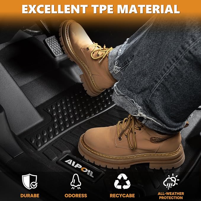 AIPOIL® Floor Mats & Cargo Liner Set for 2022-2025 BMW i4 All Weather Protection TPE Anti-Slip Automotive Full Set Custom Car Mats Accessories - Black