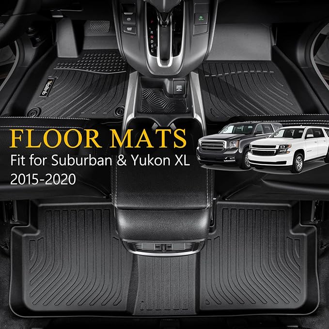 Wailtnb-All Weather Floor Mats for Chevrolet Suburban & GMC Yukon XL 2015-2020 Custom Fit Chevy Suburban & Yukon XL 2015-2020 Waterproof Durable Accessories for Suburban