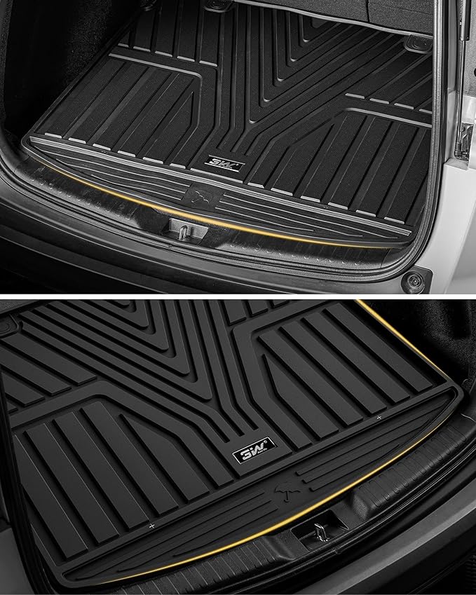 3W Floor Mats & Cargo Liner Fit for Honda CR-V 2017-2022(Not Fit for Hybrid), All Weather TPE Custom Fit Floor Liner 1st, 2nd Row and Full Set Trunk Car Mats Black