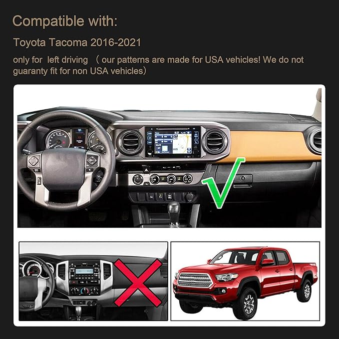 SPEEDWOW Dashboard Dash Board Cover Mat Carpet Compatible with Toyota Tacoma 2016-2023